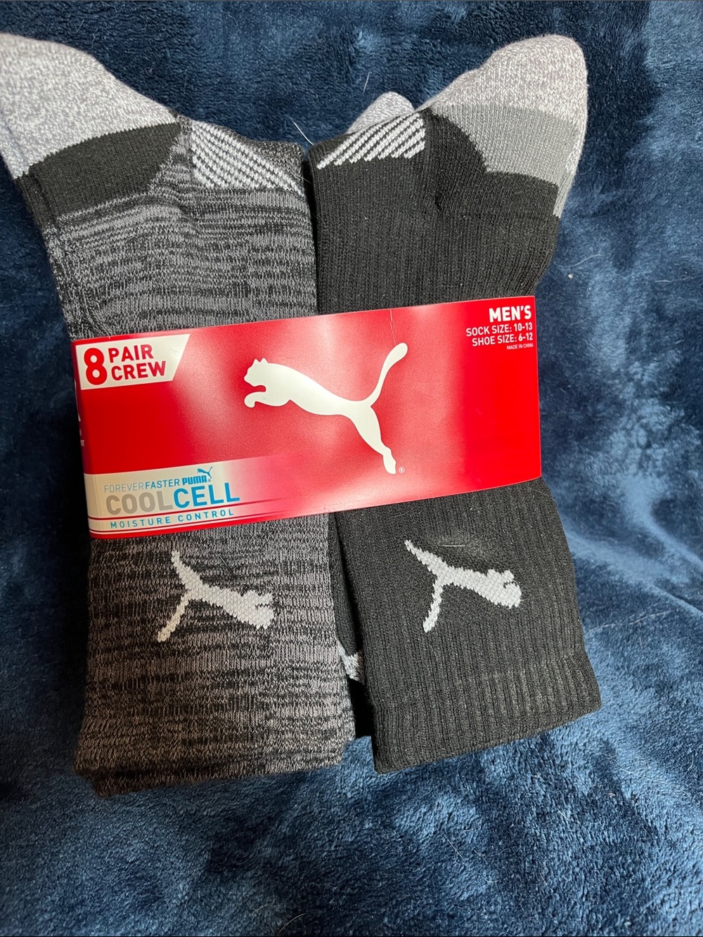 Puma Men's 8-Pack Crew Socks — Black & Gray